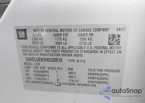 2017 GMC Terrain Slt from USA, damaged, VIN 2GKFLUEK2H6328613